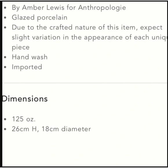 Amber Lewis Anthropologie Jayme Two-Tone Handled Porcelain Pitcher 125oz 10.25"H - Picture 11 of 11